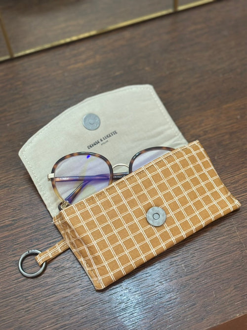 Étui à lunettes carreaux camel
