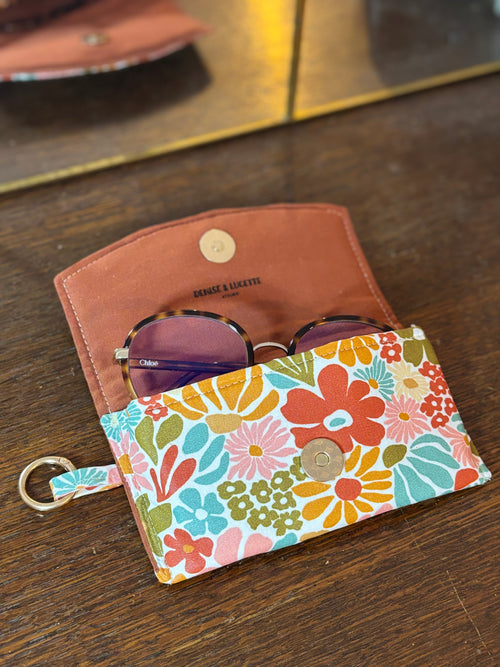 Étui à lunettes fleurs multicolores