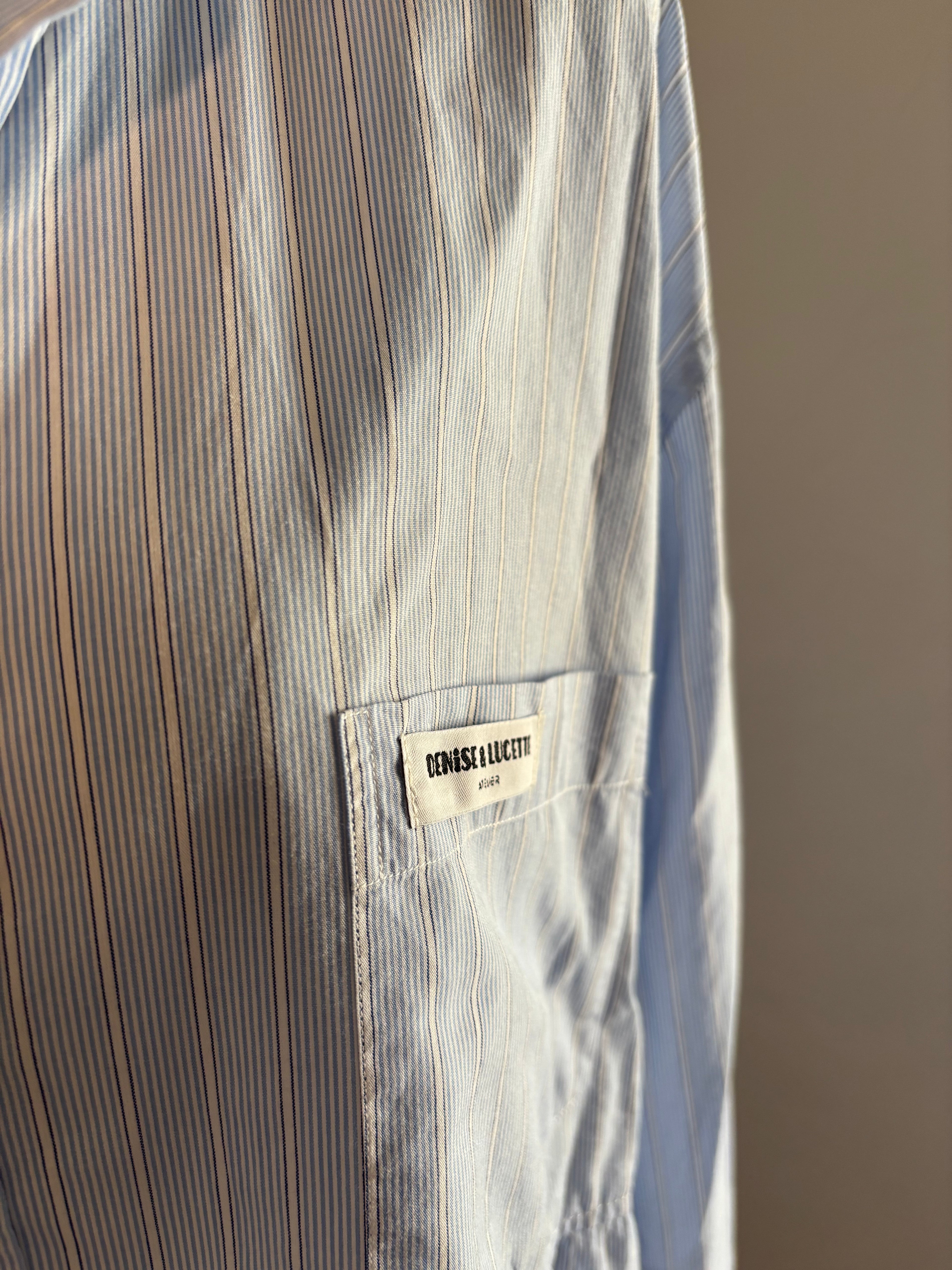 Chemisier femme upcyclé bleu rayé