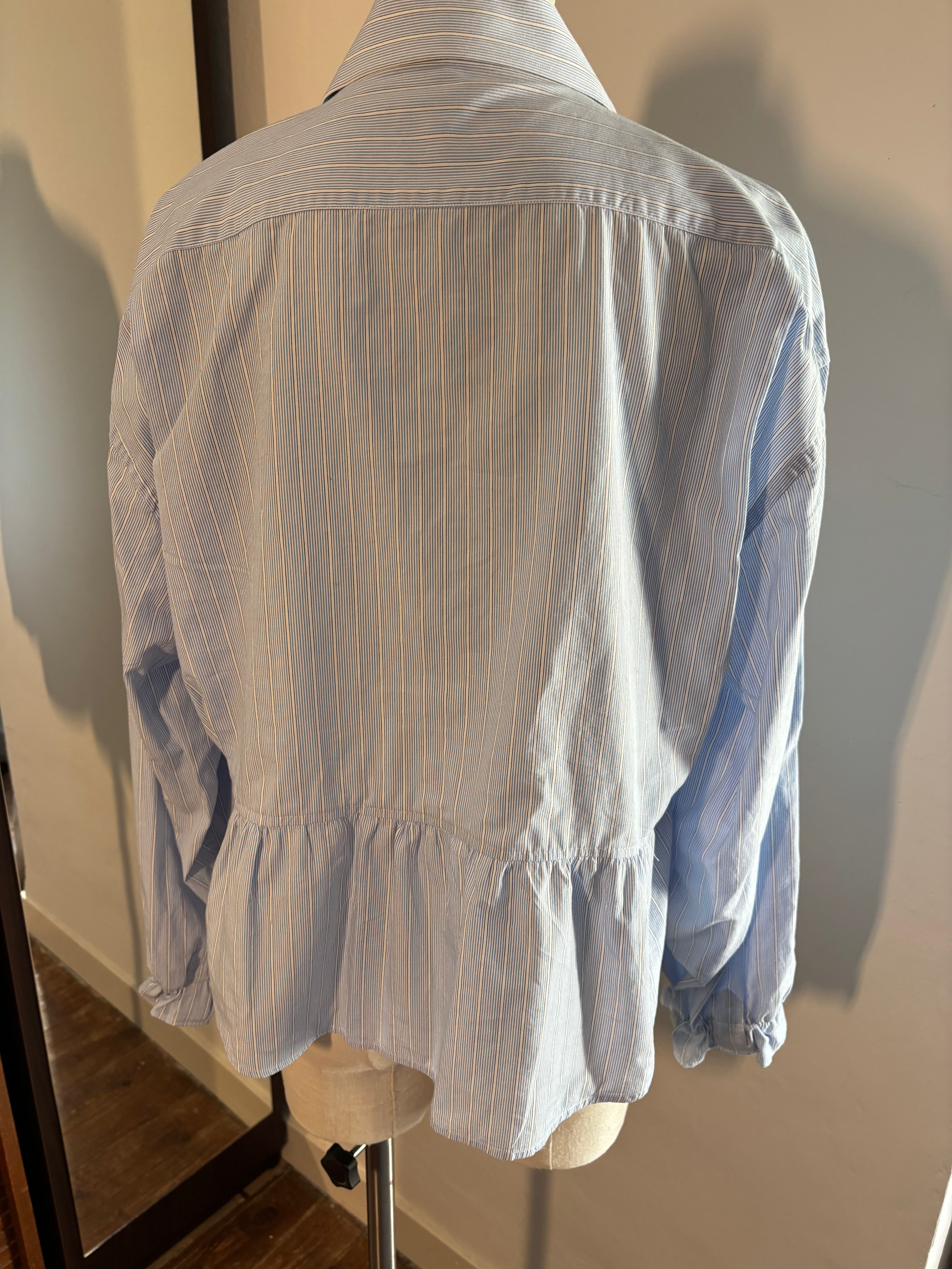 Chemisier femme upcyclé bleu rayé