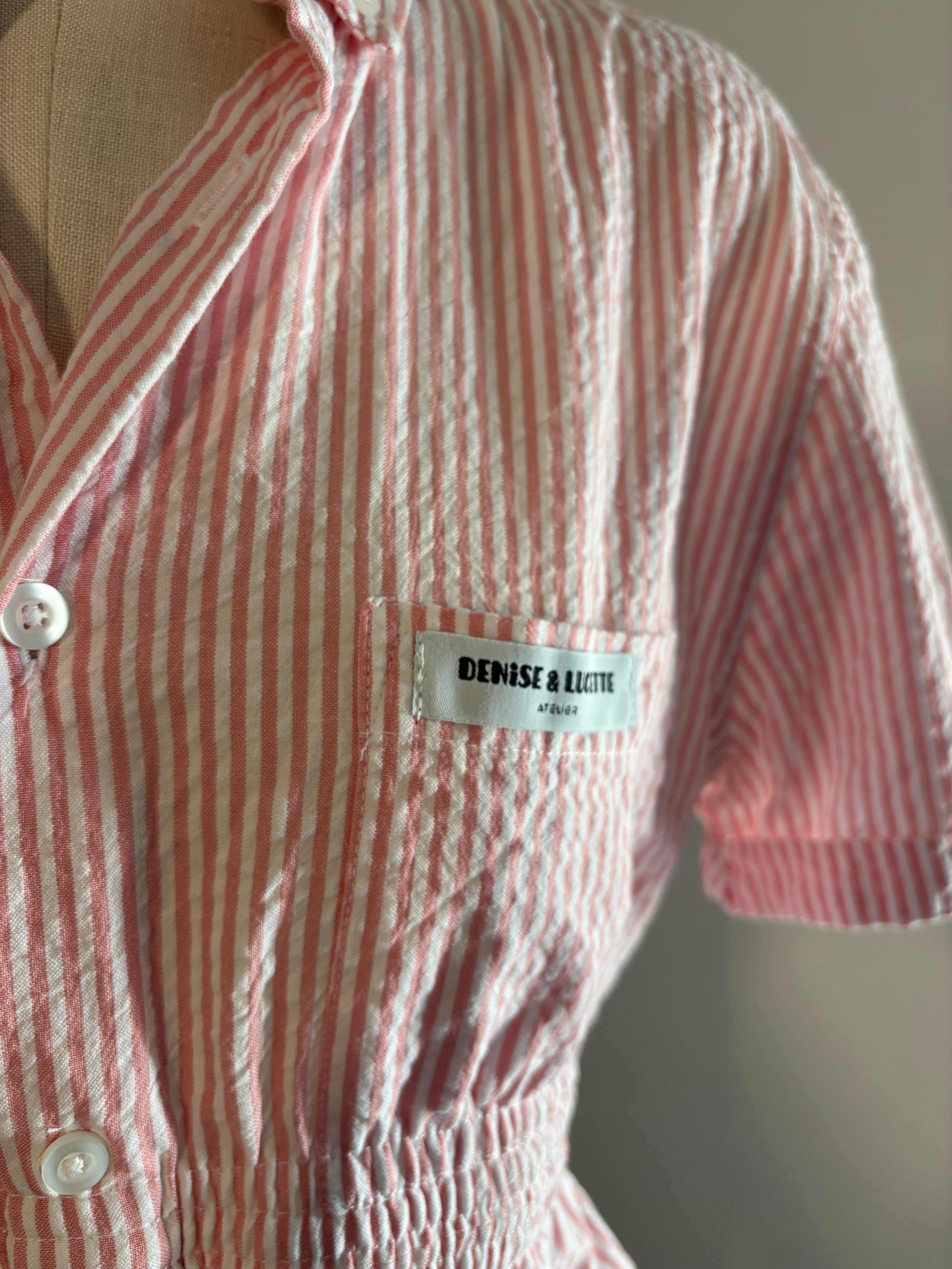 Chemisier femme upcyclé rayée rose